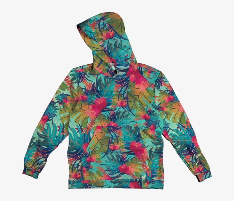Tropical Leaves 100% Polyester Hoodie - Tropical Dot Grid Journal: Volume 7 (barcelona), transparent png download
