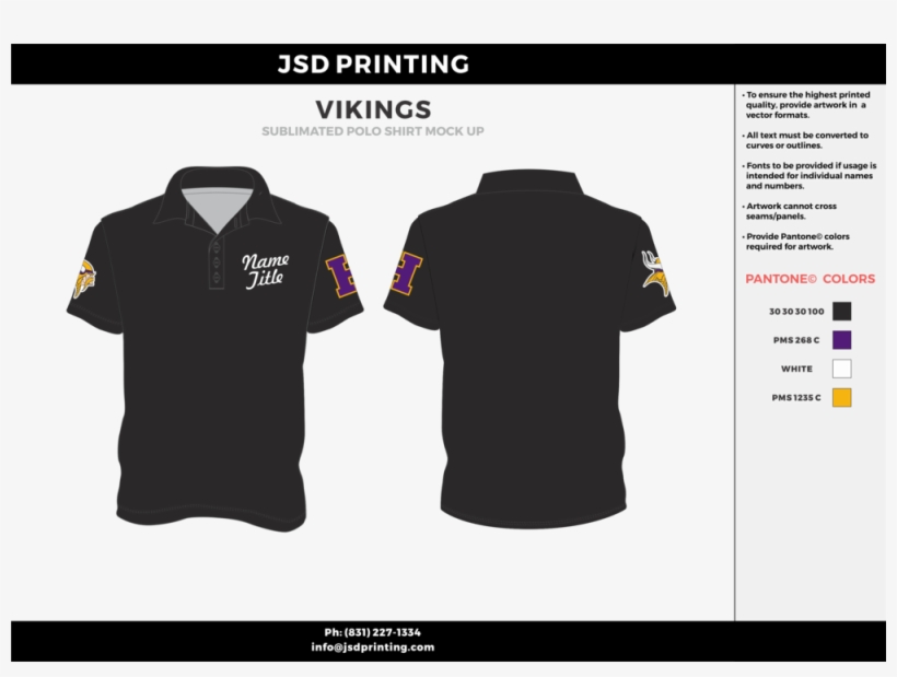 Vikings Black Purple White Yellow Polo Shirts - Team Polo Shirt Design, transparent png download