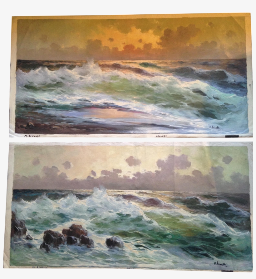 Rinaldi Vintage Seascape Paintings - Painting, transparent png download