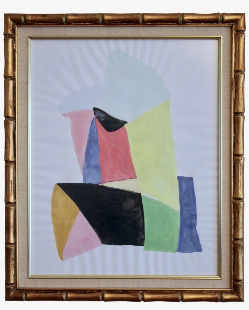 Original Watercolor Painting In Faux Bamboo Gilt Frame - Picture Frame, transparent png download