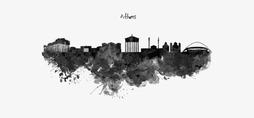 Png Black And White Download Acropolis Drawing Black - Athens Skyline, transparent png download