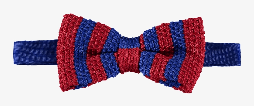Bow Tie Knitted Blue Red - Knitted Bows Png, transparent png download