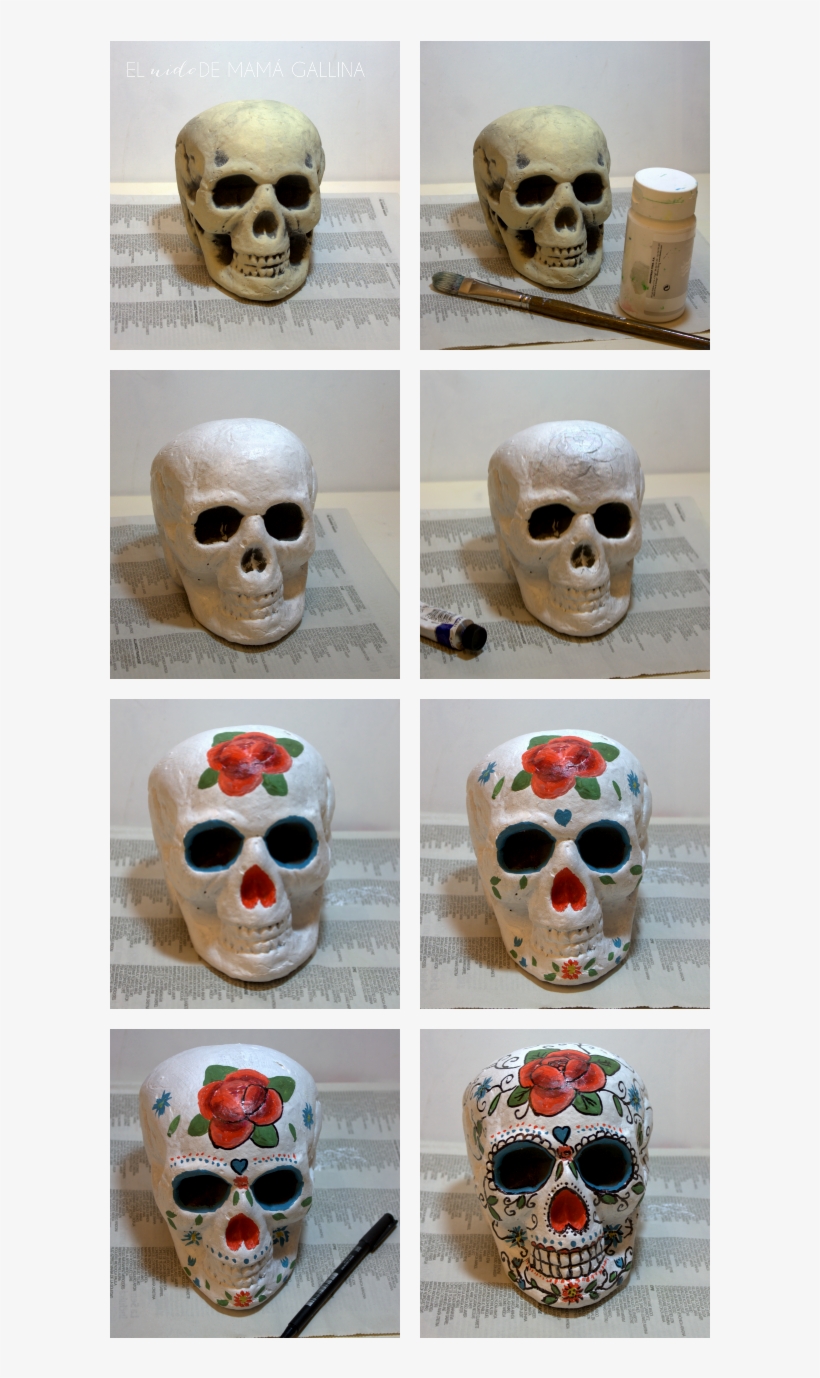 Sugar Skull Halloween Makeup - Decorar Una Calavera De Unicel, transparent png download