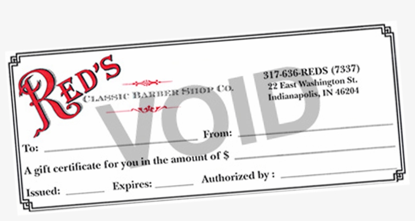 Reds Gift Certificates - Red's Barber Shop, transparent png download