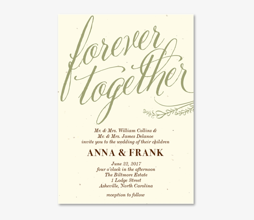 Forever Together Gorgeous Wedding Invitations - Diana In Cursive, transparent png download