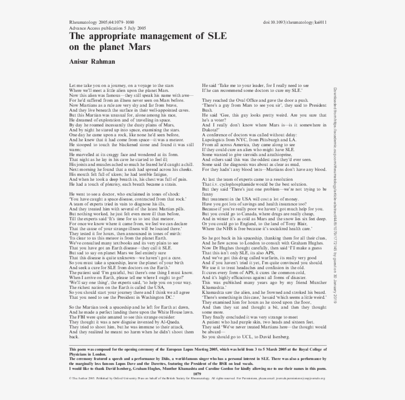 The Appropriate Management Of Sle On The Planet Mars - Document, transparent png download
