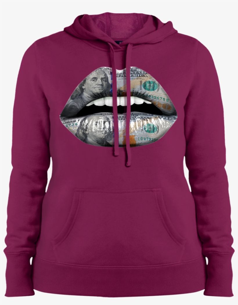 "100 Dollar Lips" Ladies' Pullover Hooded Sweatshirt - Sweatshirt, transparent png download