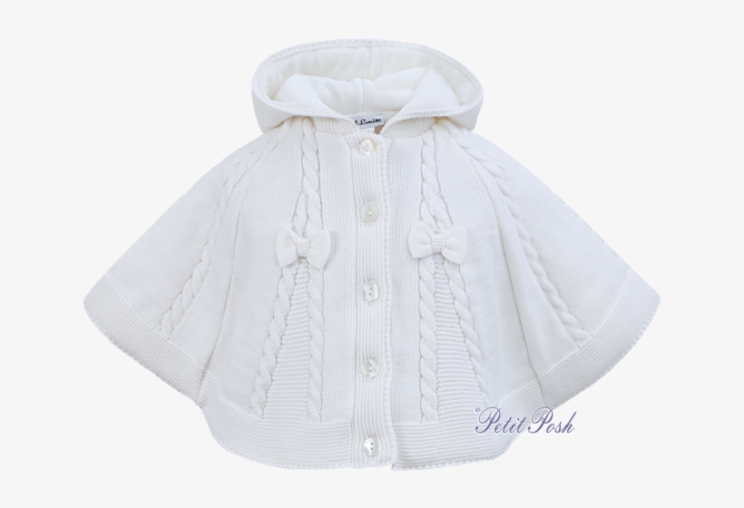 008061 Sarah Louise White Poncho Girls Cape - Hoodie, transparent png download