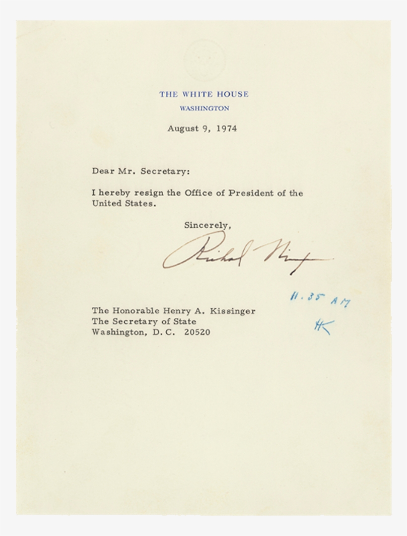 Nixon's Letter Of Resignation - Writing A Letter Of Resignation, transparent png download