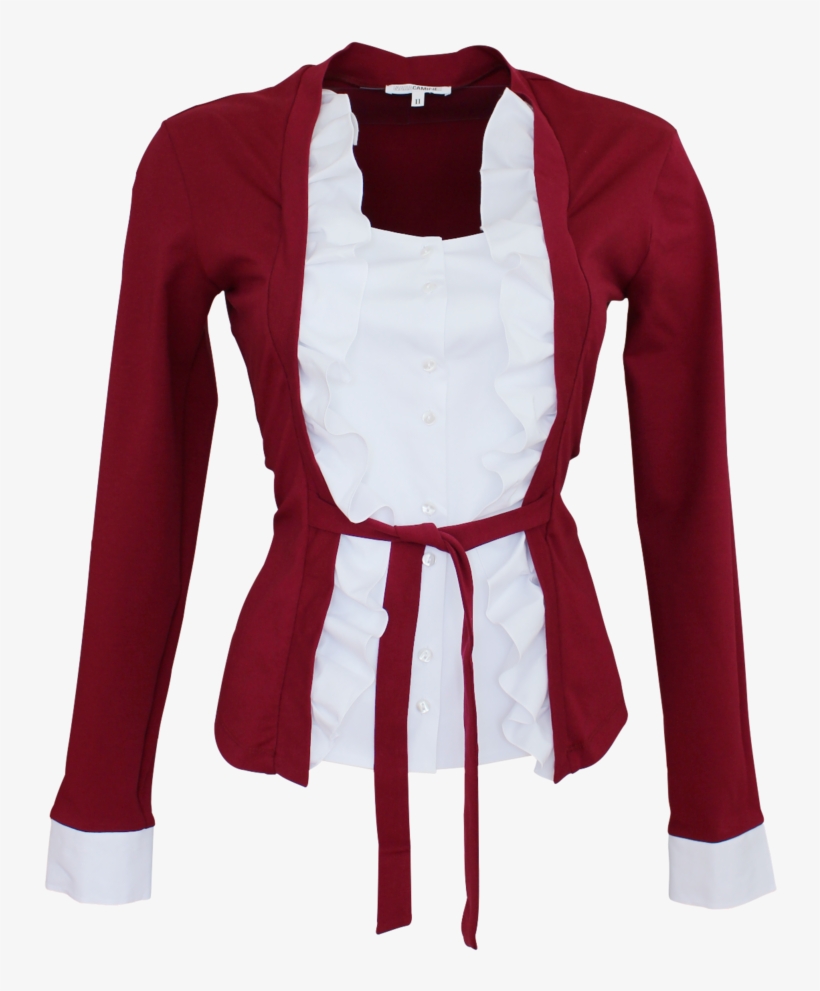 Jersey-shirt In Pomegranate With Ruffles In White - Blouse, transparent png download