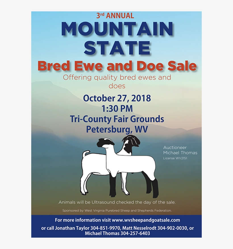 2018 Mountain State Bred Ewe And Doe Sale - Poster, transparent png download