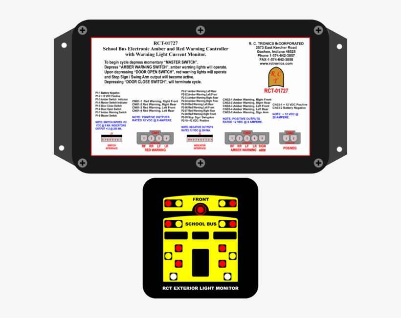Rct 01727 00000 School Bus Amber Red Warning Control - School Bus Warning Lights, transparent png download