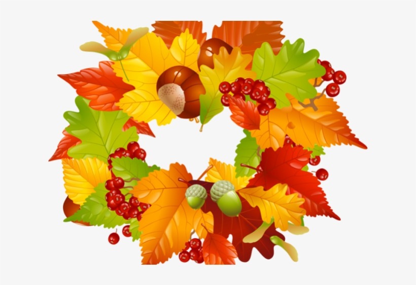 Fall Wreaths Cliparts - Autumn Leaves Wreath Clipart, transparent png download