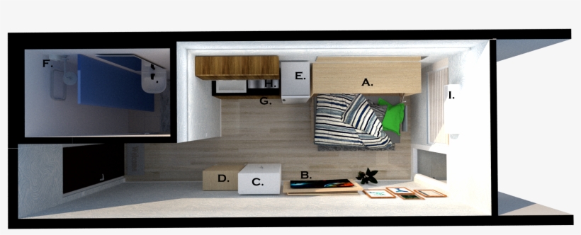 Horizontal Murphy Bed B - Living Room, transparent png download