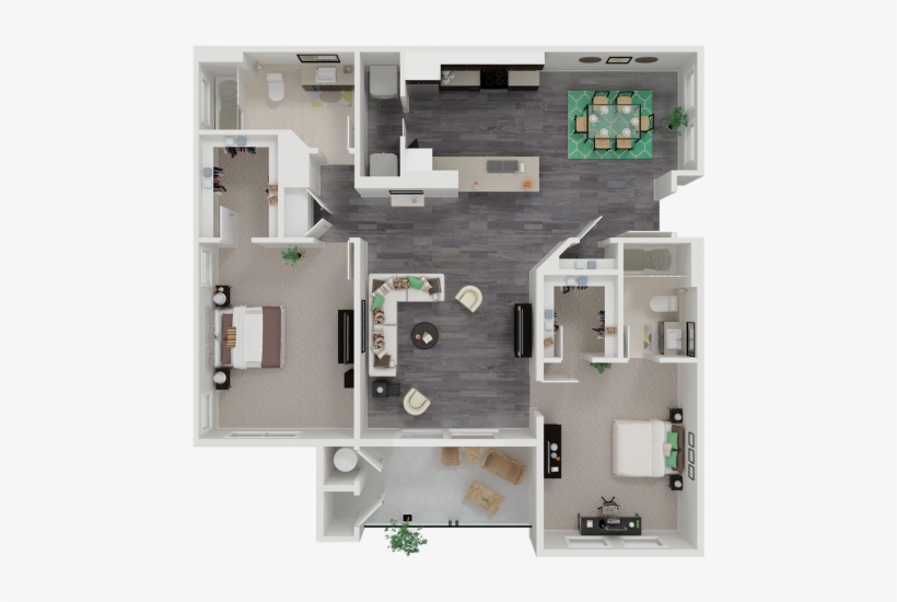 Bedroom Apartments With Two Bathrooms, transparent png download