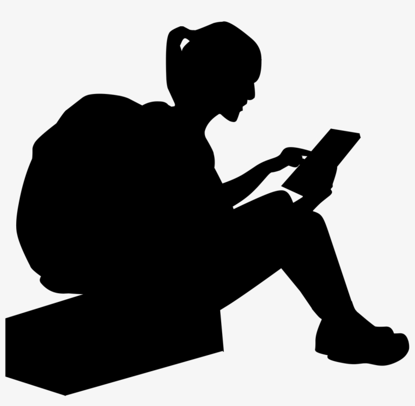 Clip Art Girl Reading Silhouette Sitting Transparent PNG 1280x1280