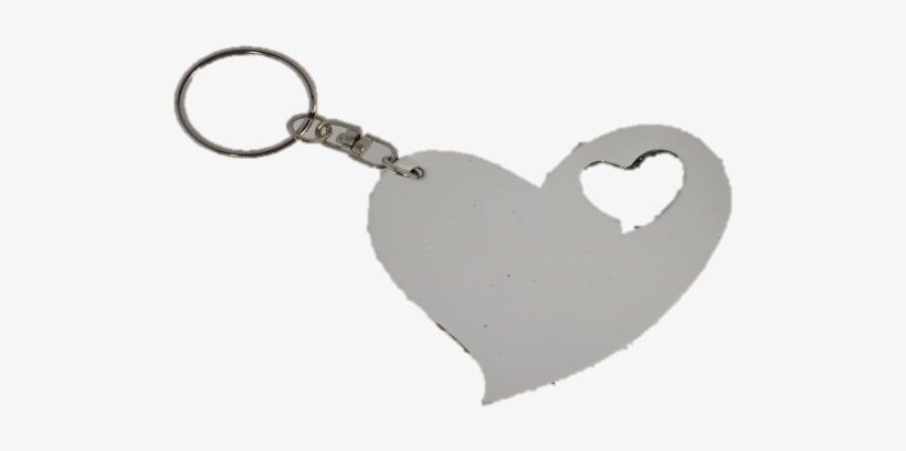 Double Heart Leather Keychain Lkdh12-white/aqua - Keychain, transparent png download
