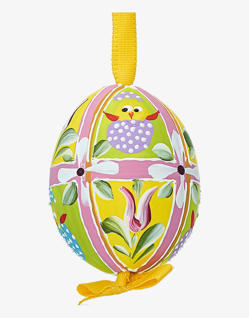 Easter Egg Yellow/green With Chicks And Flowers - Pendant, transparent png download