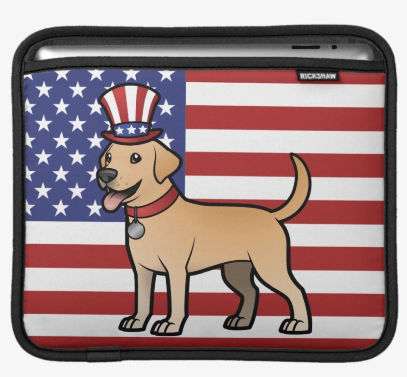 Yellow Lab With Usa Flag Background Ipad Sleeve - Labrador Retriever, transparent png download