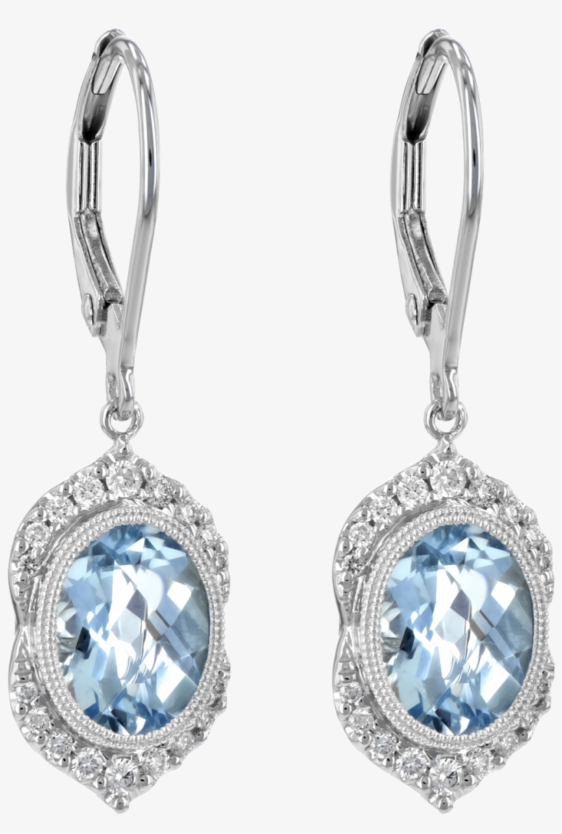 Oval Aquas And Diamond Earrings - Earrings, transparent png download