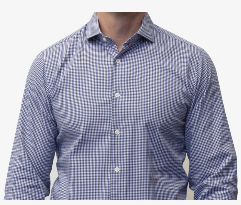 Blue Black Checked Flannel Shirt 140s 2 Ply Count Cotton - Long-sleeved T-shirt, transparent png download