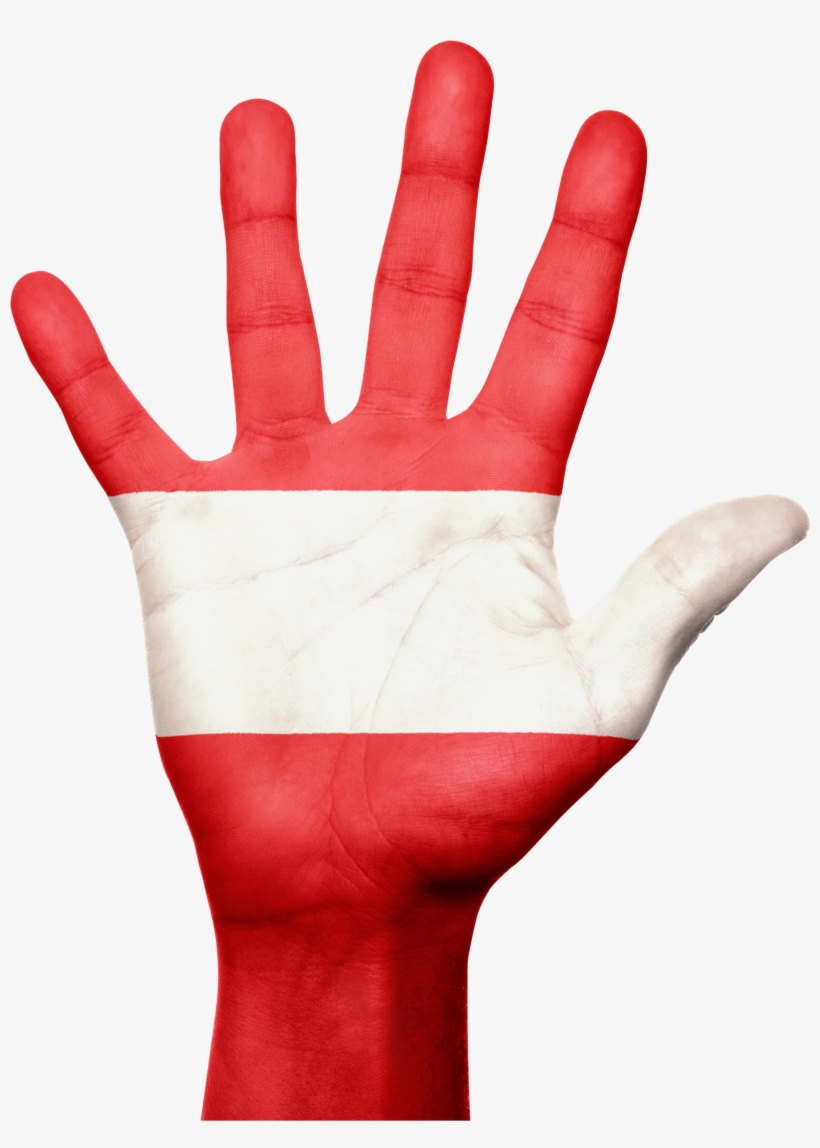 Austria Flag Hand National Fingers 987040 - Austria Flag Hand, transparent png download