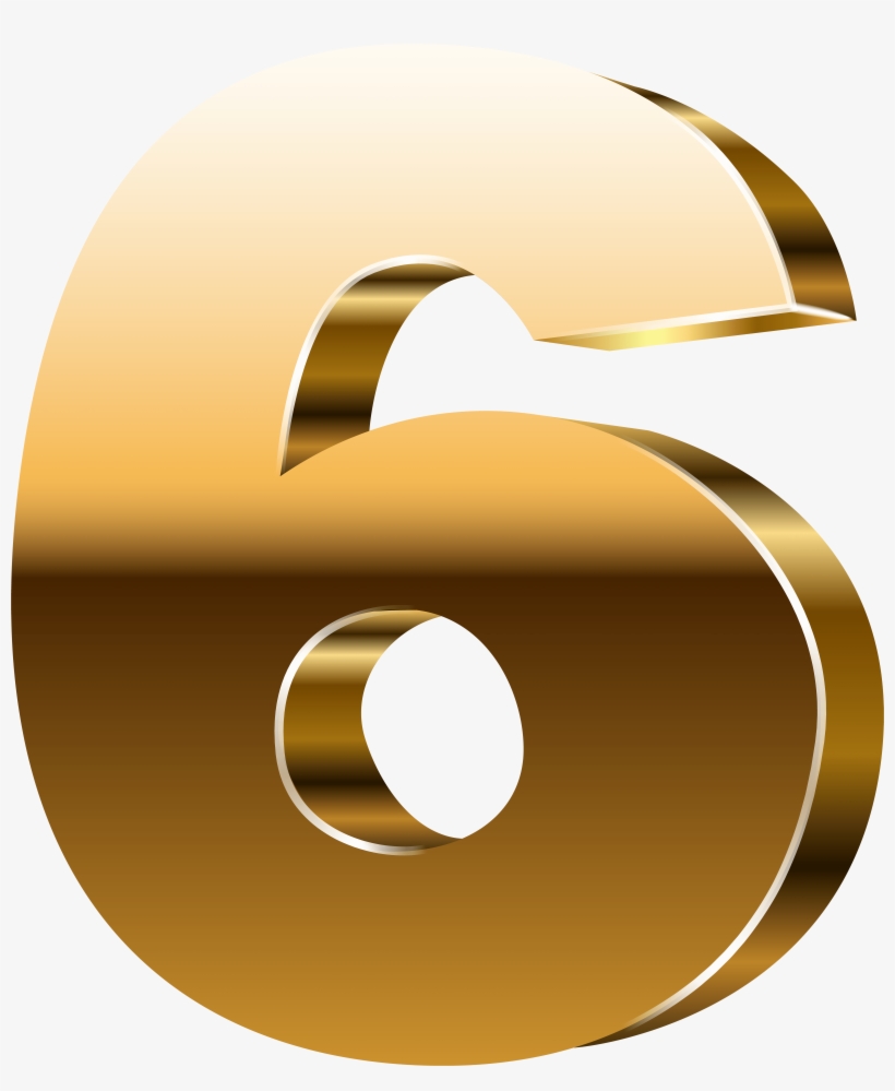 Number Six 3d Gold Clip Art, transparent png download