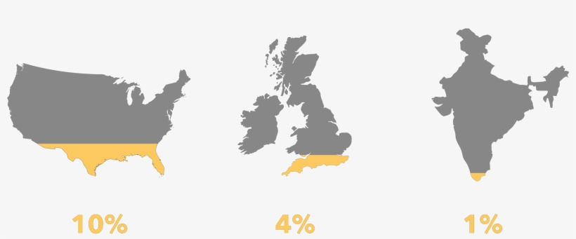 The Literacy Rate Among The Visually Impaired Around - Us And Britain Map, transparent png download