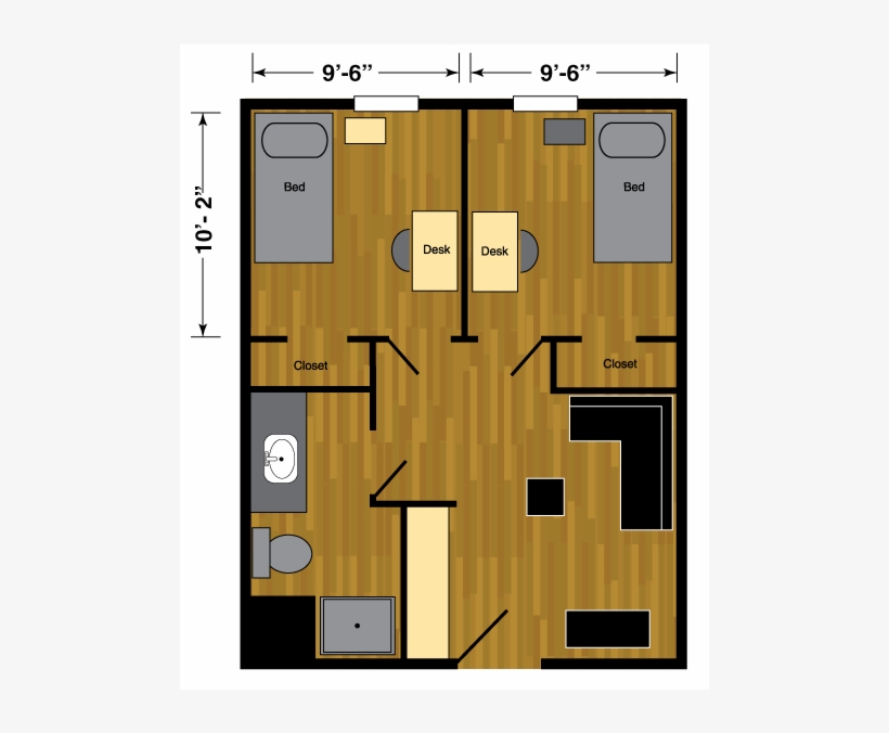 2 Bedroom - Talkington Dorms, transparent png download