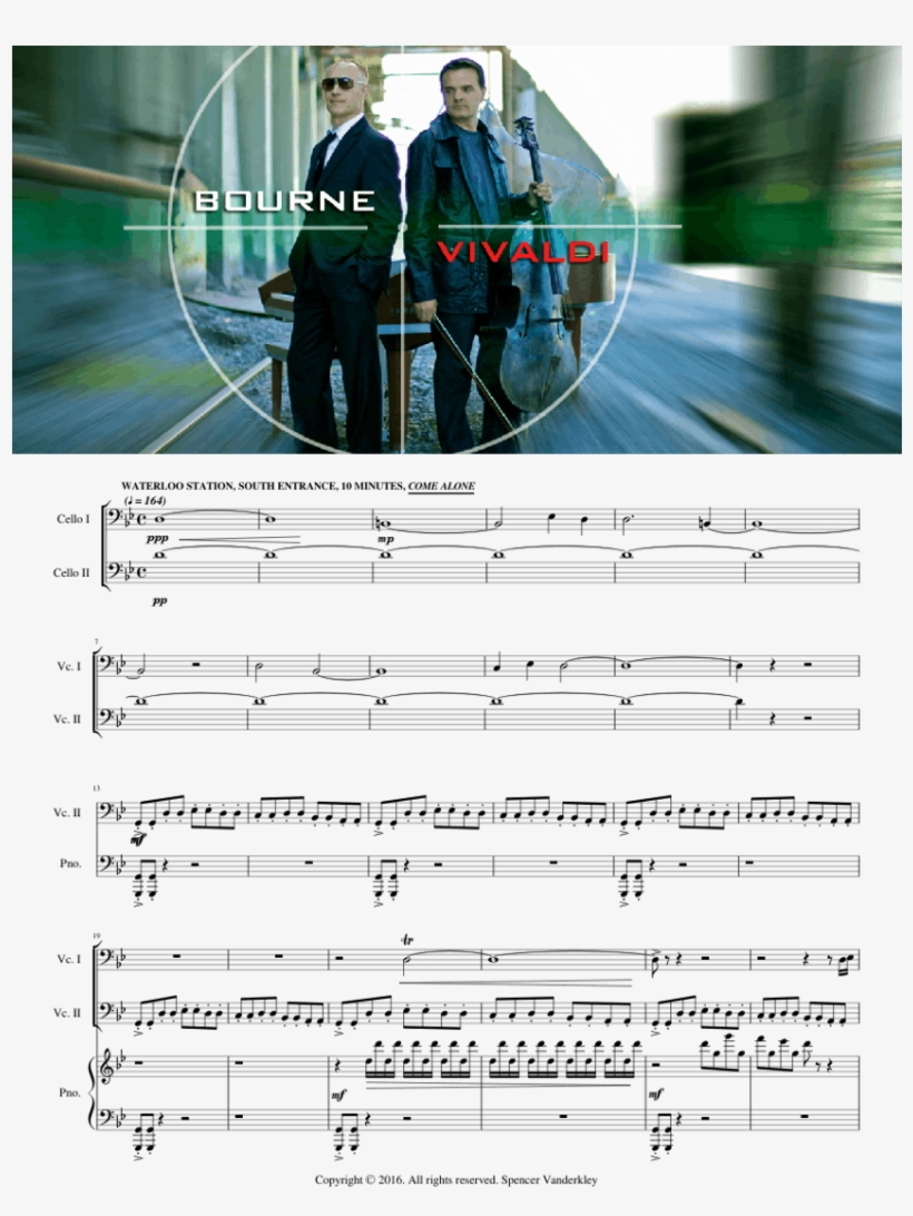 Bourne Soundtrack // Vivaldi's Double Cello Concerto - Sheet Music, transparent png download