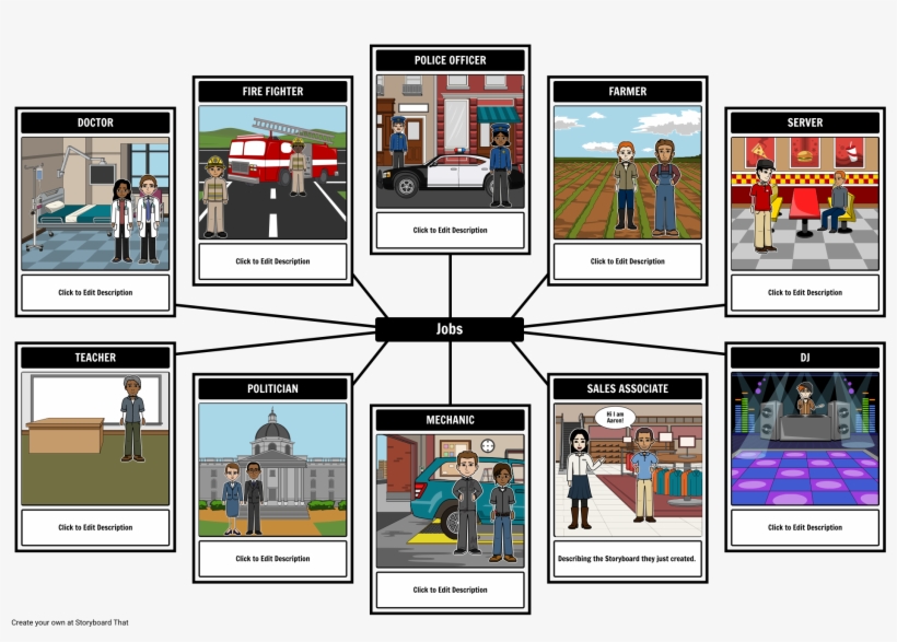 Visual Vocabulary - Jobs - Esl Storyboard Activity, transparent png download
