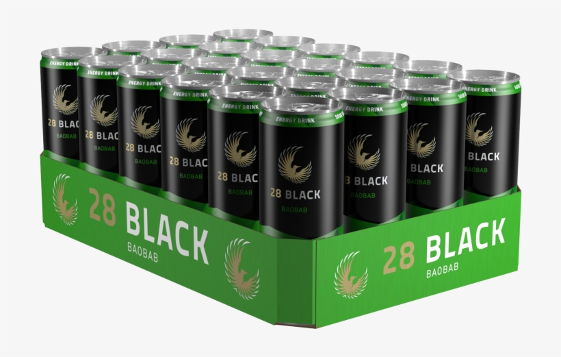 28 Black Baobab Energy Drink 24er Tray Dose - Beer Bottle, transparent png download