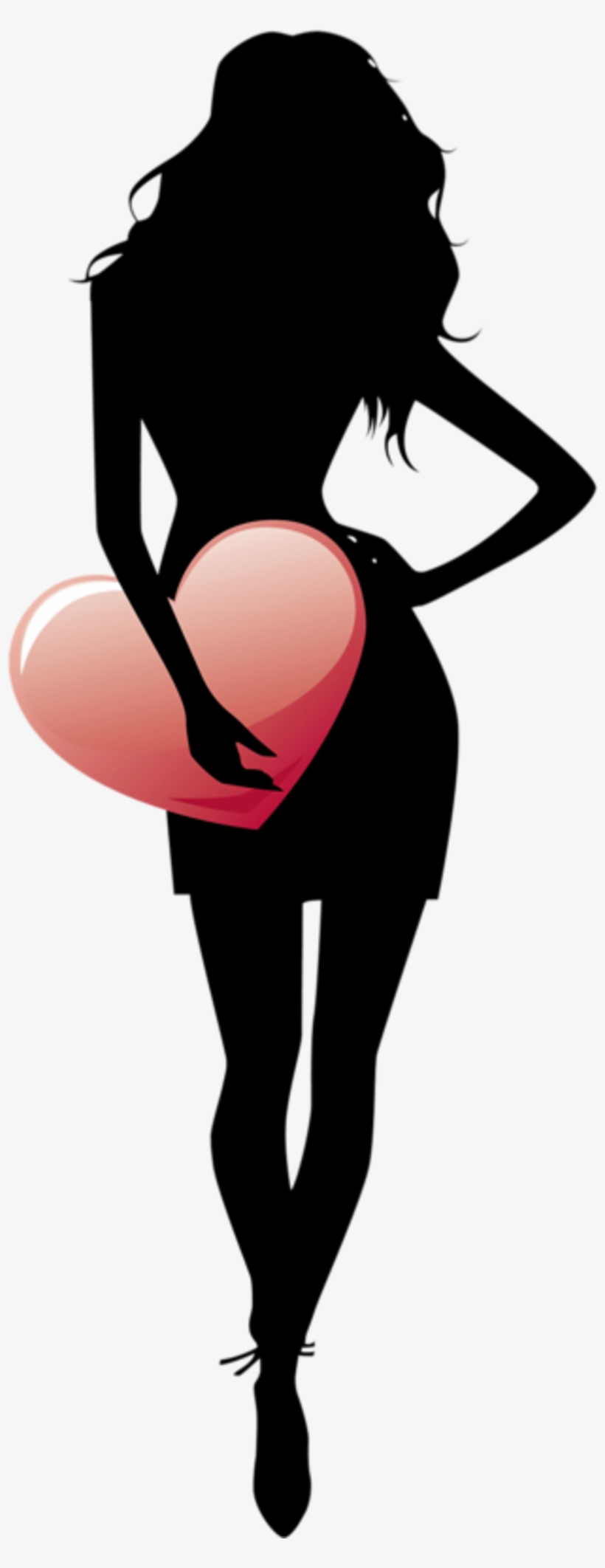 Ombre Femme Png - Girl Heart, transparent png download