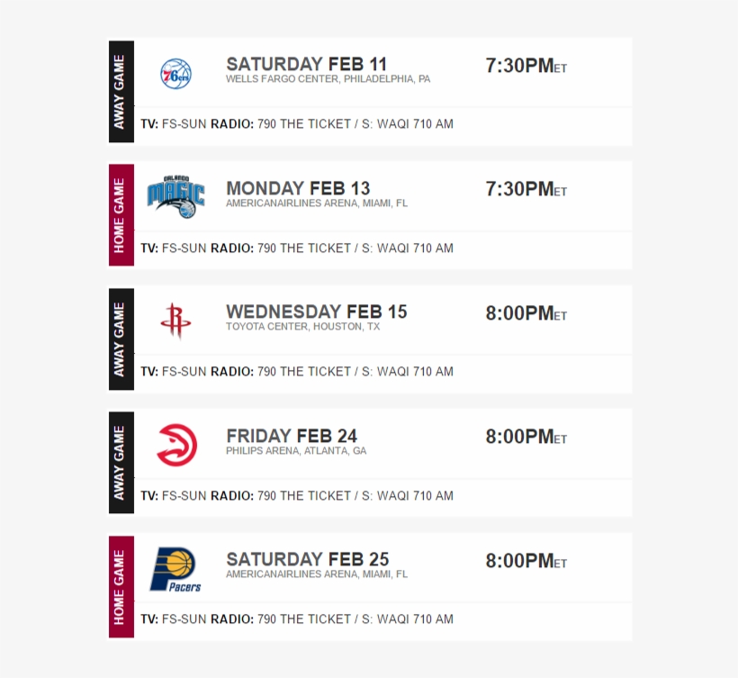 Heat Feb Games - Indiana Pacers, transparent png download
