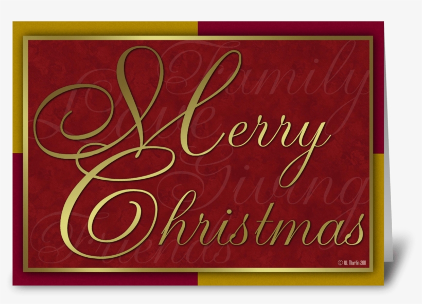Golden Christmas Card - Gold And Red Christmas Card, transparent png download