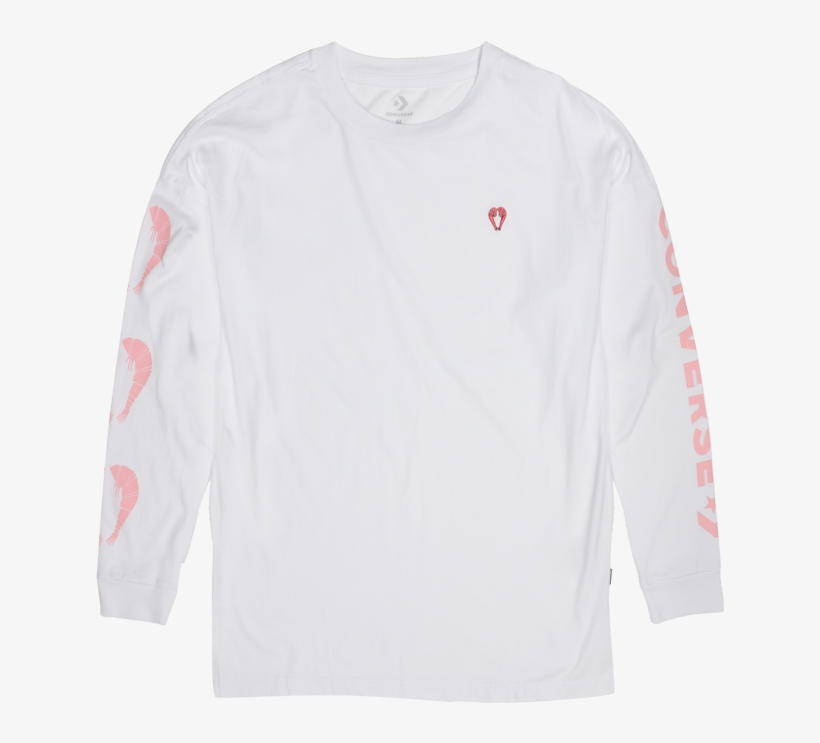 Converse X Shrimps Womens Long Sleeve T-shirt White - Active Shirt, transparent png download