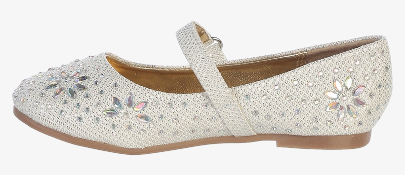 Girls Ivory Glitter Floral Stud Flat Shoes 11-4 Kids - Ballet Flat, transparent png download