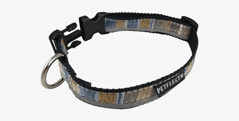 Petflect Blue Brown Vertically Striped Dog Collar - Strap, transparent png download