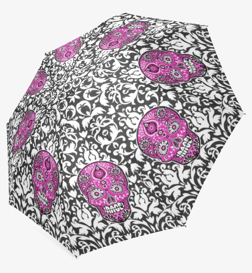 Halloween Sugar Skull Day Of The Dead Foldable Umbrella - Damask, transparent png download
