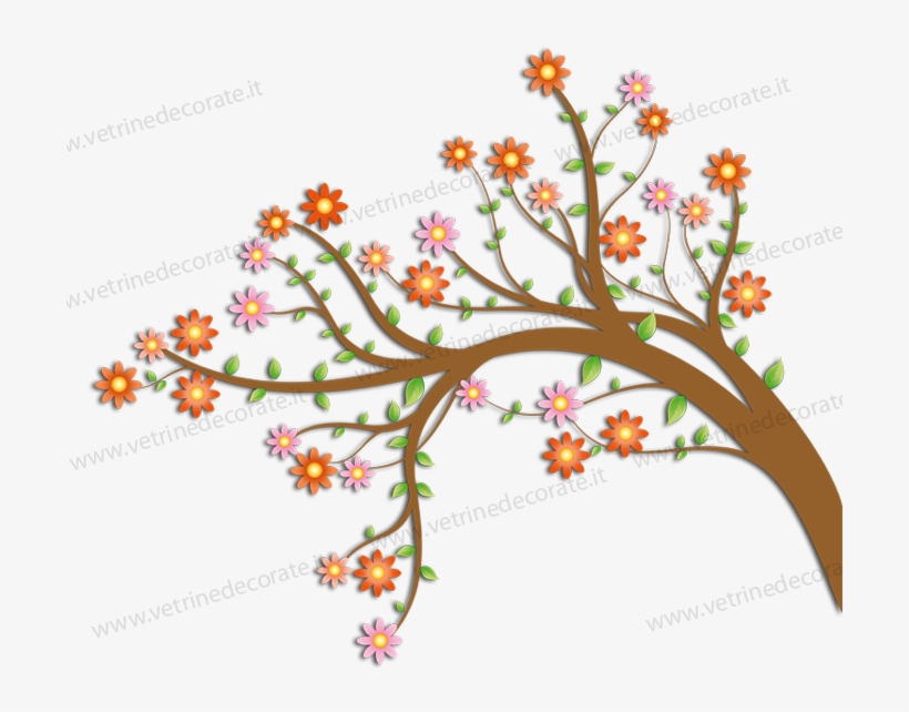 Blooming Tree Branch With Flowers And Leaves, transparent png download