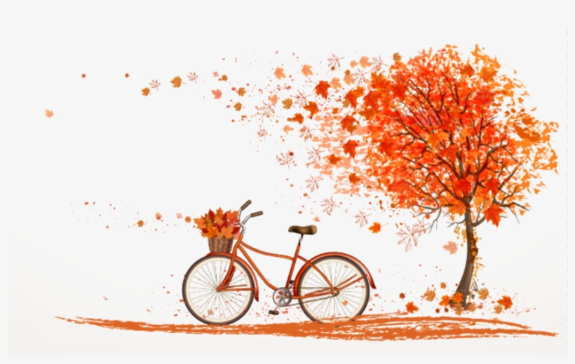 #leaves #tree #branches #bike #bicycle #autumn #fall - Autumn Bicycle, transparent png download