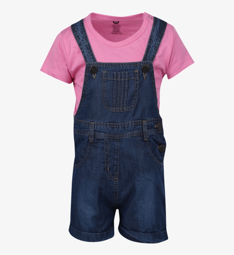 Girls Cotton Dungaree And Top Set - One-piece Garment, transparent png download
