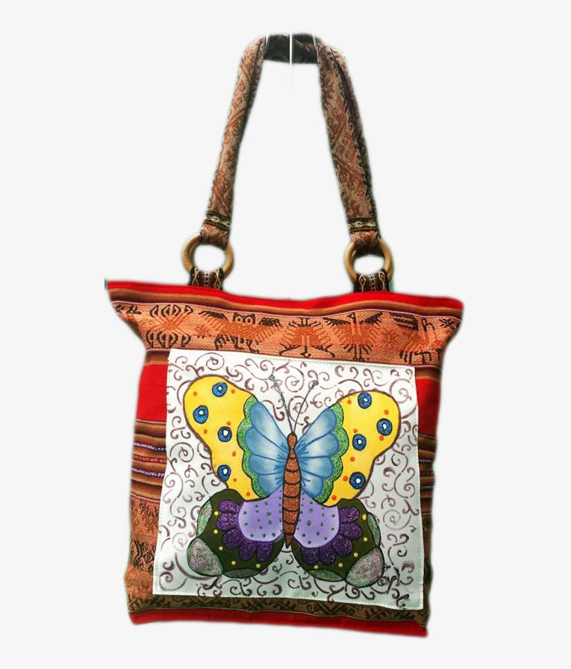 Hand Bag With Butterflies Painted By Hand - Tote Bag, transparent png download
