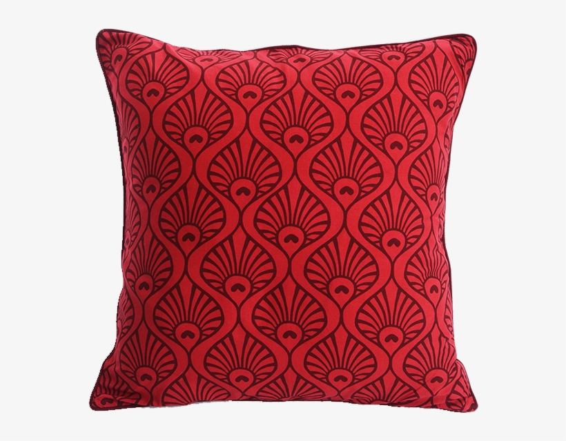 Peacock Wave Red Maroon Cushion Cover, Med/large - Cushion, transparent png download