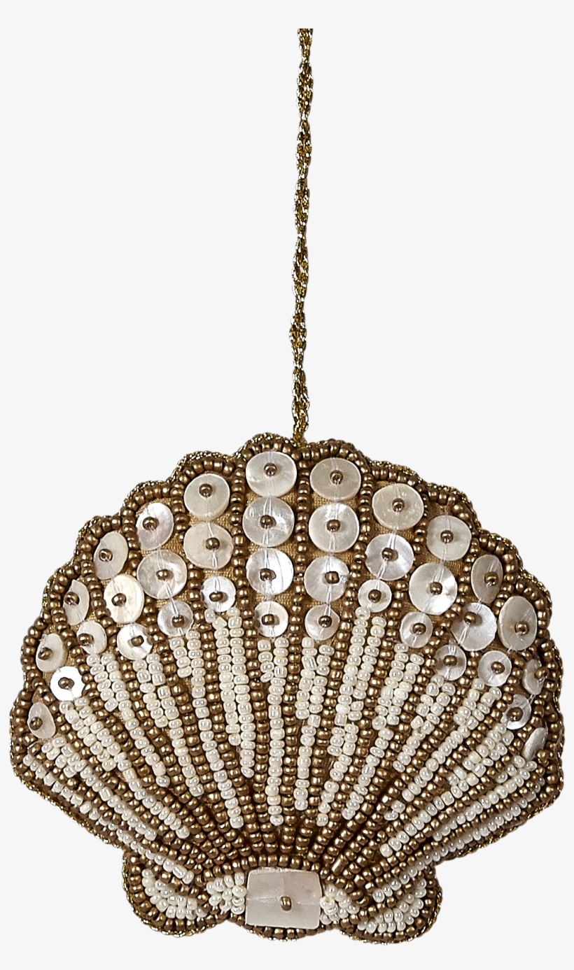 Bead And Mother Of Pearl Ornament, 4" Scallop Gold - Chandelier, transparent png download