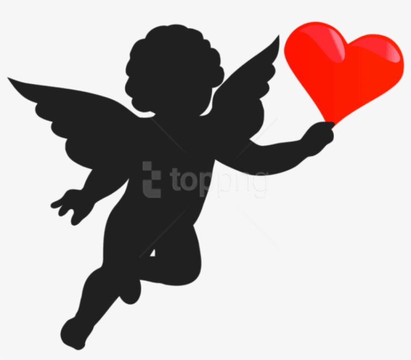 Free Png Download Cupid With Heart Silhouette Png Images - Cupid Silhouette Clip Art, transparent png download
