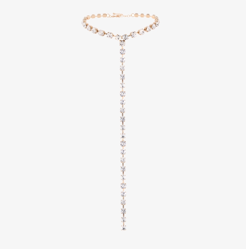 Rhinestone Alloy Long Chain Necklace In Golden - Chain, transparent png download