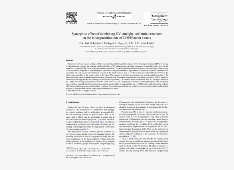 Synergistic Effect Of Combining Uv-sunlight Soil Burial - Document, transparent png download