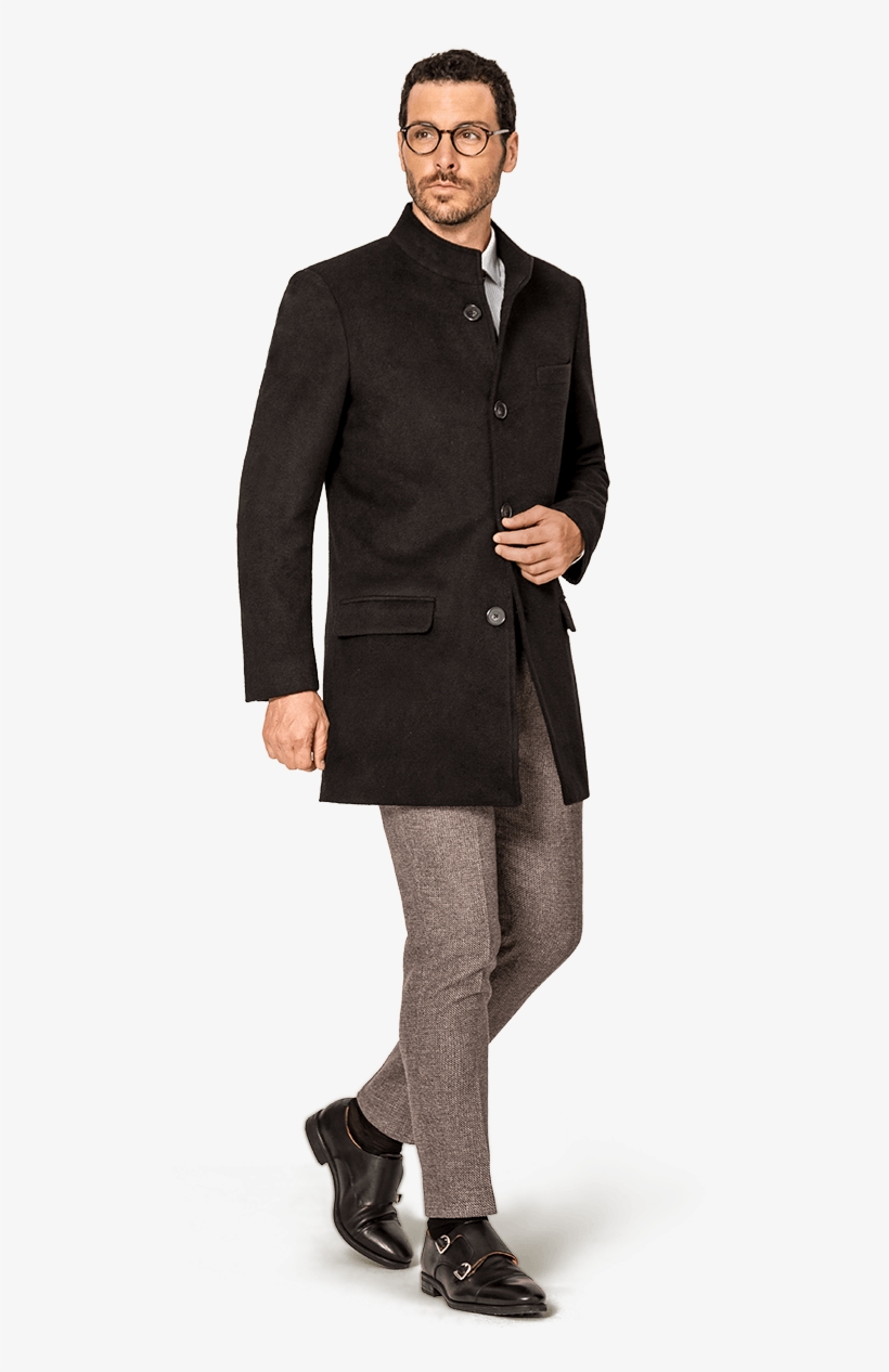 Funnel Neck Coat - Manteau Homme Col Officier, transparent png download