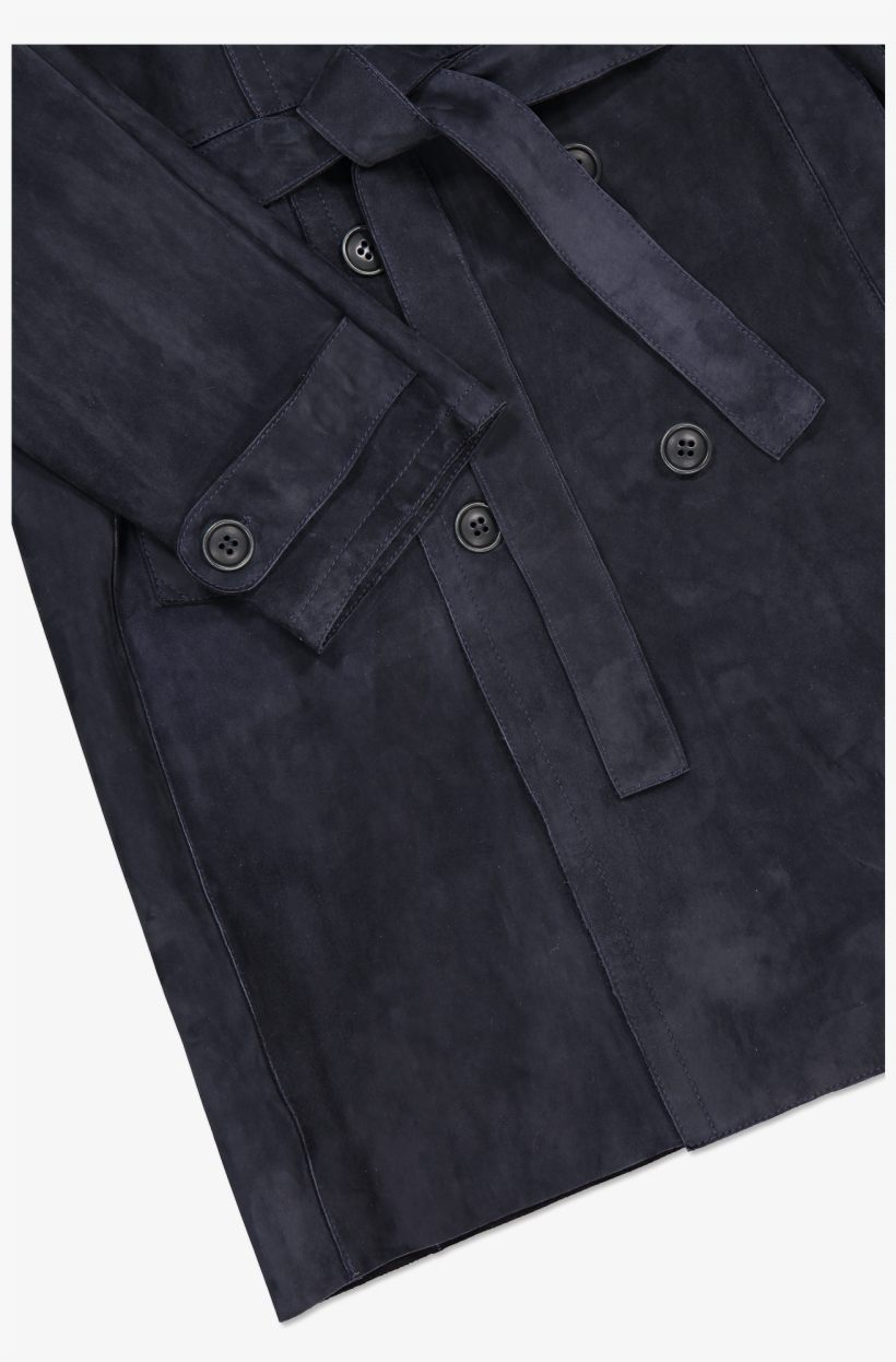 Suede Trench Coat Navy - Pocket, transparent png download